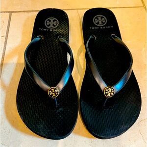 Tory burch black flip flops size 37